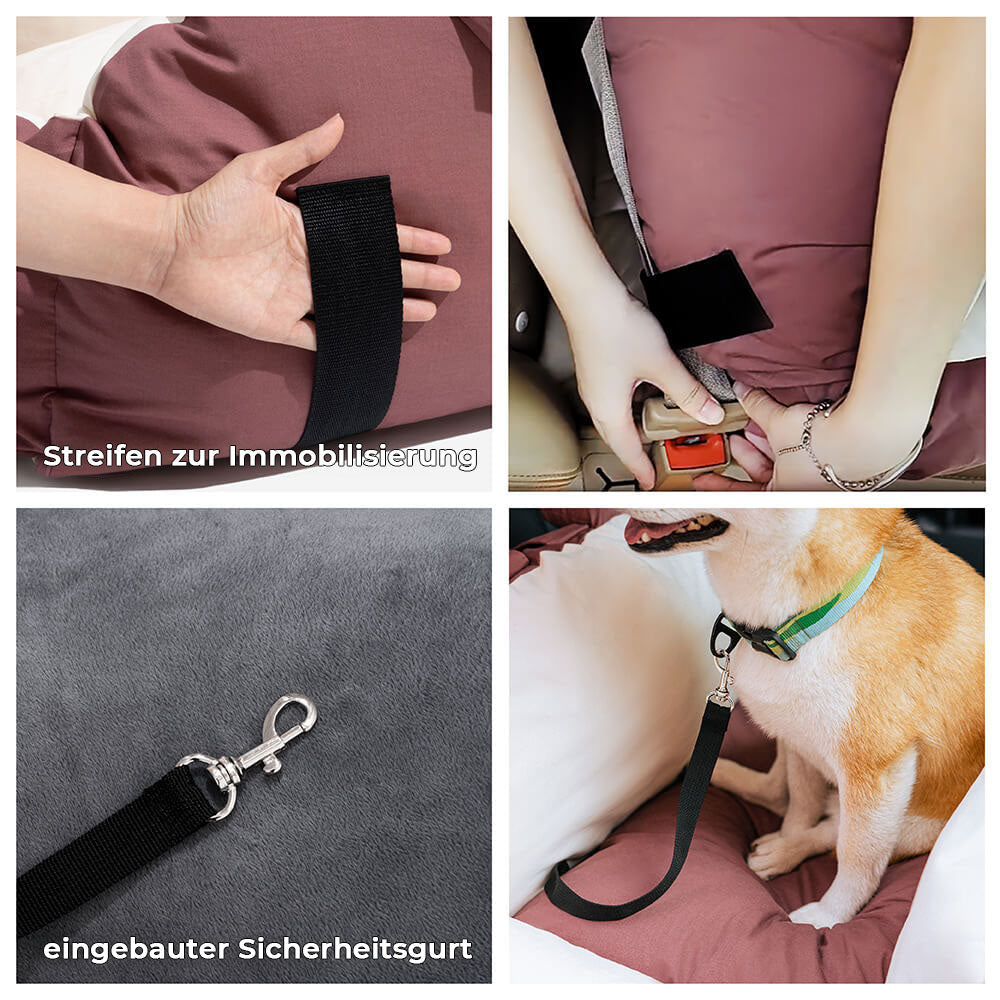 Waschbares Hunde-Autobett, pflegeleicht und hygienisch für saubere Fahrten.