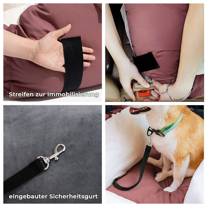 Waschbares Hunde-Autobett, pflegeleicht und hygienisch für saubere Fahrten.