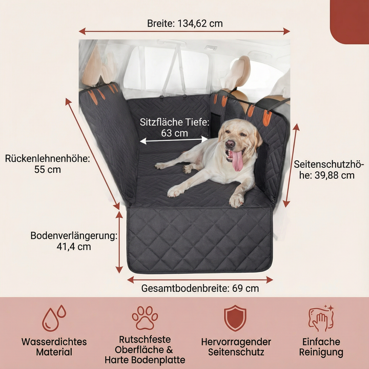 Praktische Hunde-Autositz-Erweiterung für sauberes und sicheres Reisen mit dem Hund im Fahrzeug.