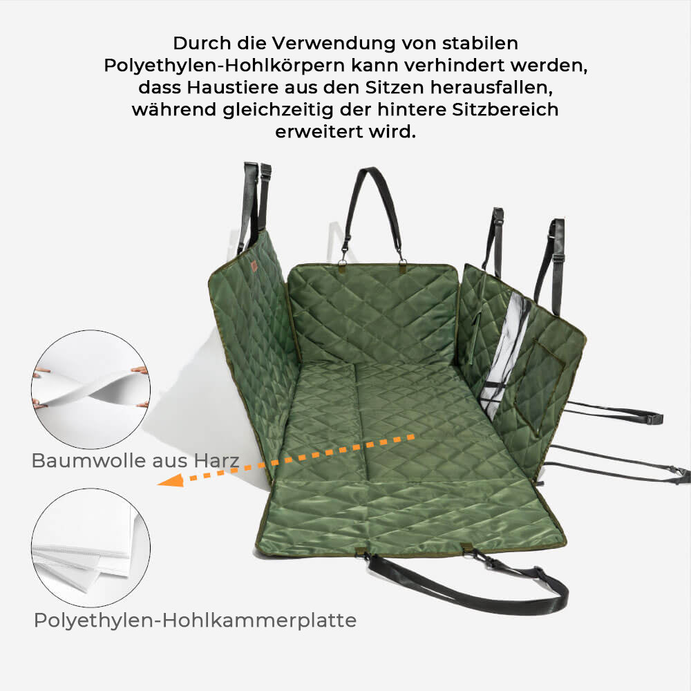 Sichere Hunde Autositzverlängerung, schützt den Rücksitz und bietet Komfort für den Hund.