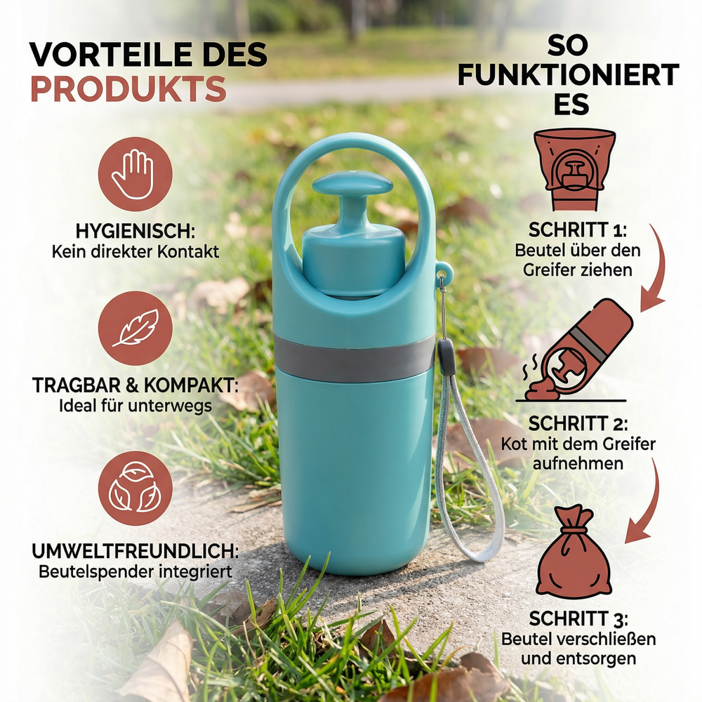 Tierbedarf Kotgreifer: Robuster Greifarm für Hunde-Kot, sorgt für saubere Spaziergänge & einfache Reinigung.