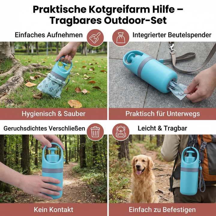 Hundezubehör Kotgreifer: Praktischer Greifarm für Hunde-Spaziergänge, einfache & hygienische Kotaufnahme.