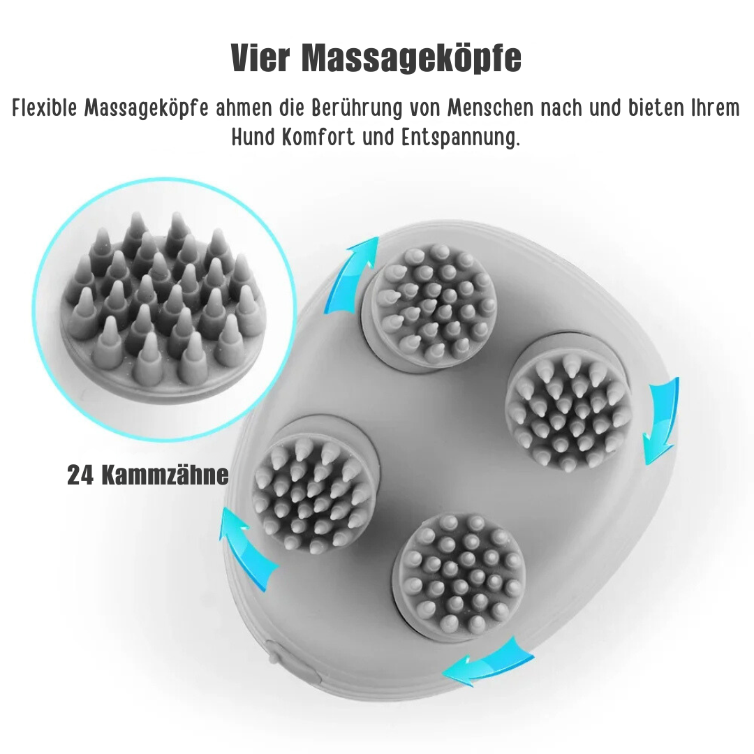 Ergonomisches Hunde Massagegerät für einfache Anwendung, fördert Fellpflege und Entspannung bei Hunden jeden Alters.