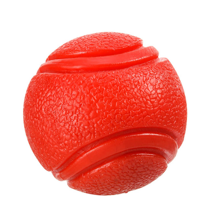Gummiball für Hunde mit Quietschfunktion. Robustes und elastisches Hundespielzeug für interaktiven Kauspaß.