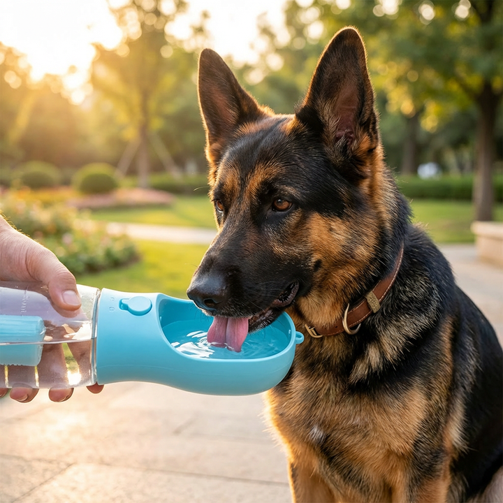 Stilvolle & funktionale Hunde-Trinkflasche für Outdoor-Aktivitäten; hält Ihren Hund hydriert.