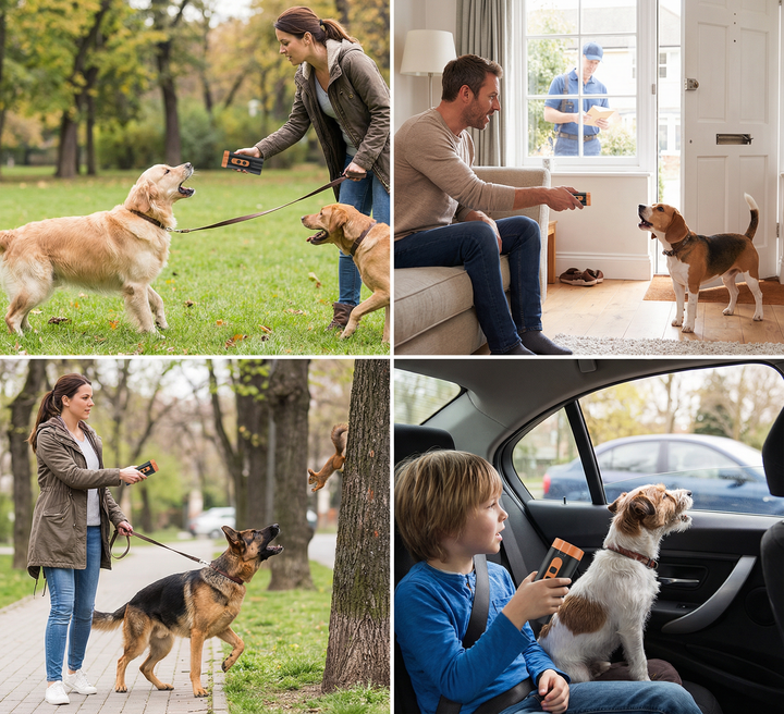 Handliches, wiederaufladbares Hunde Ultraschall Anti-Bellgerät für mobiles Training & bessere Kontrolle.