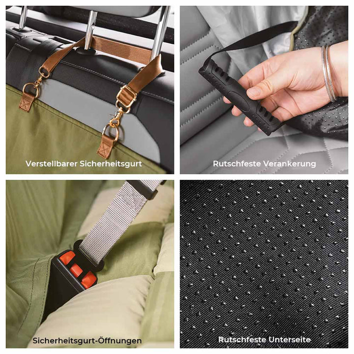 Stylischer Hundeautositz mit klassischem Schachbrettmuster für die Rückbank Ihres Autos.
