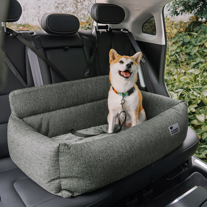 Hundeautositz waschbar, grau, für sichere & komfortable Autofahrten mit Haustier.