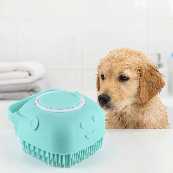 Hundeshampoo-Bürste: Multifunktions-Hundebürste mit Spender für sanfte Reinigung & entspannende Massage.