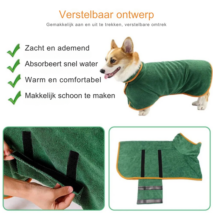 Schnelltrocknender Hundebademantel Finn in Grau, ideal für nasse Hunde und bequeme Tierpflege.