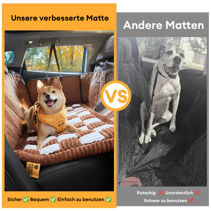 Komfortable Hunde-Autobettmatte, kariert, sichert den Hund auf jeder Reise im Auto.
