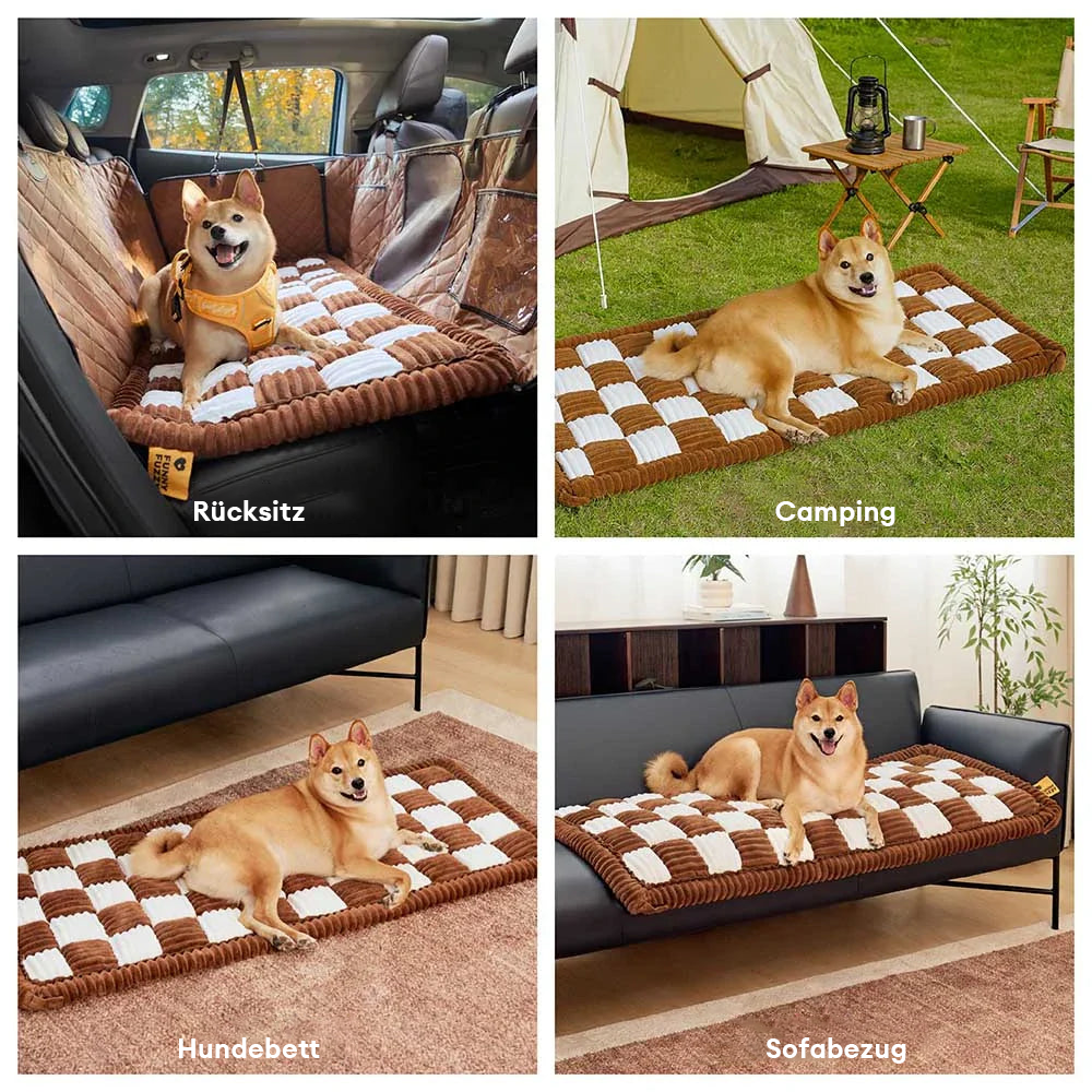 Weiche Chenille Hundebettmatte, autozubehör für sichere & gemütliche Hunde-Fahrten.