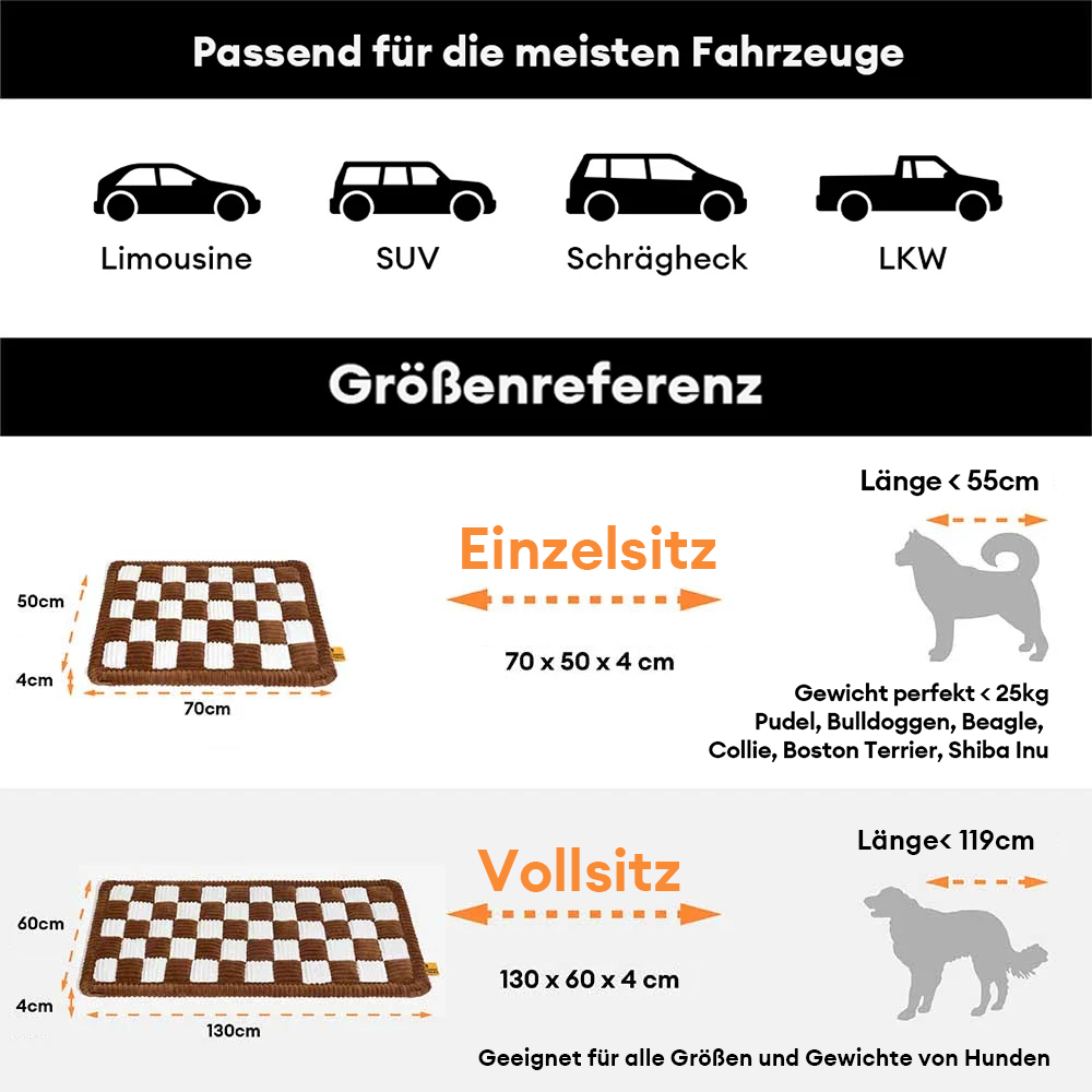 Hundeauto-Sitzverlängerung, kariert, bietet maximalen Komfort & Halt für den Vierbeiner.
