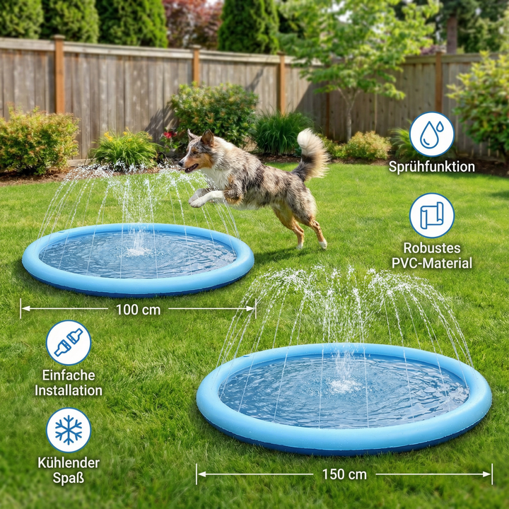 Robuste Outdoor Hundefontäne. Innovatives Wasserspielzeug für Hunde, einfache Bedienung per Pfote.