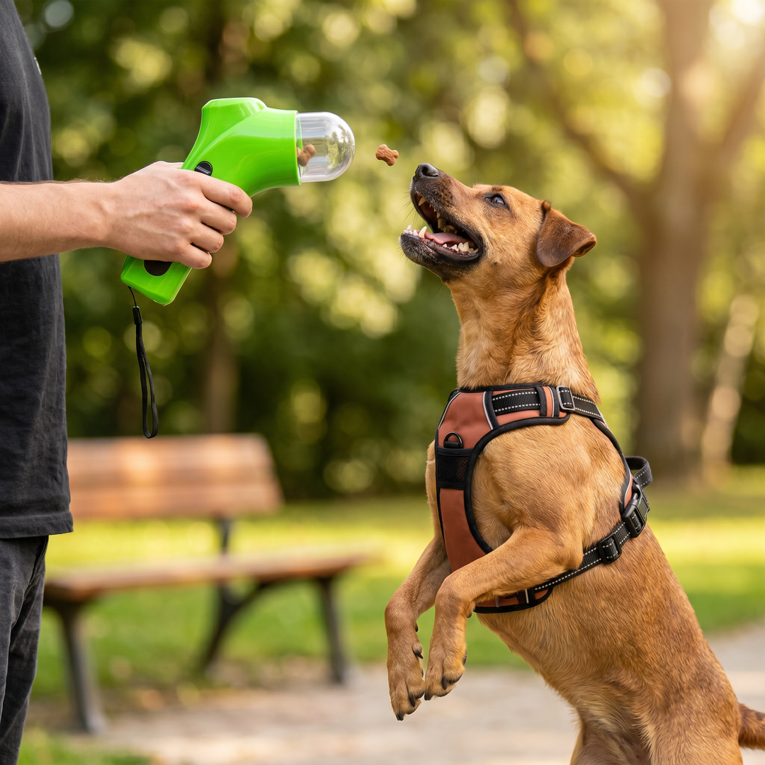 Hundeleckerli-Werfer-Pistole für interaktives Training & Belohnung im Freien. Ideales Hundespielzeug.