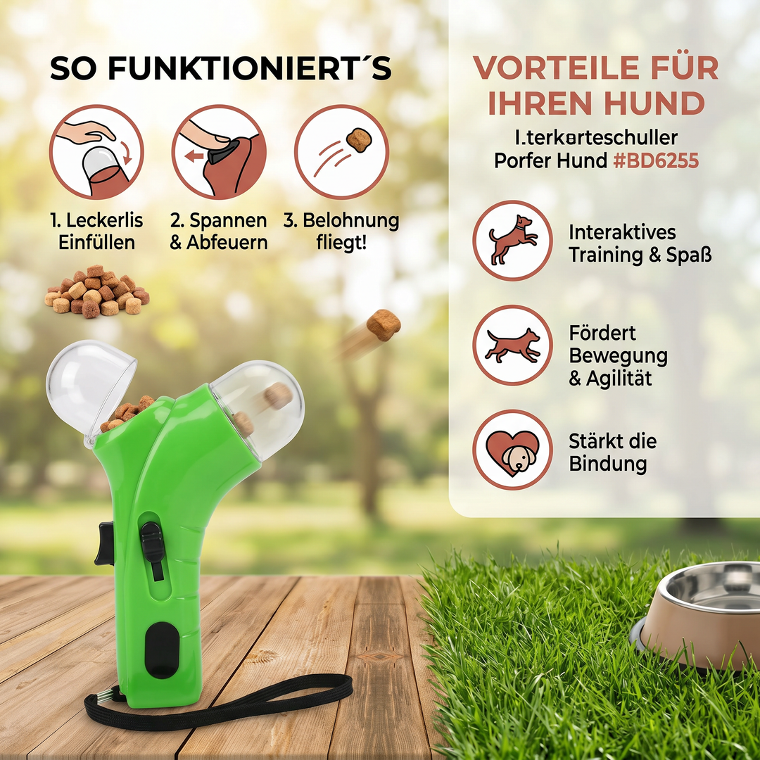 Robuster Leckerli-Werfer für effektives Hundetraining, Belohnung & Erziehung von Welpen im Freien.