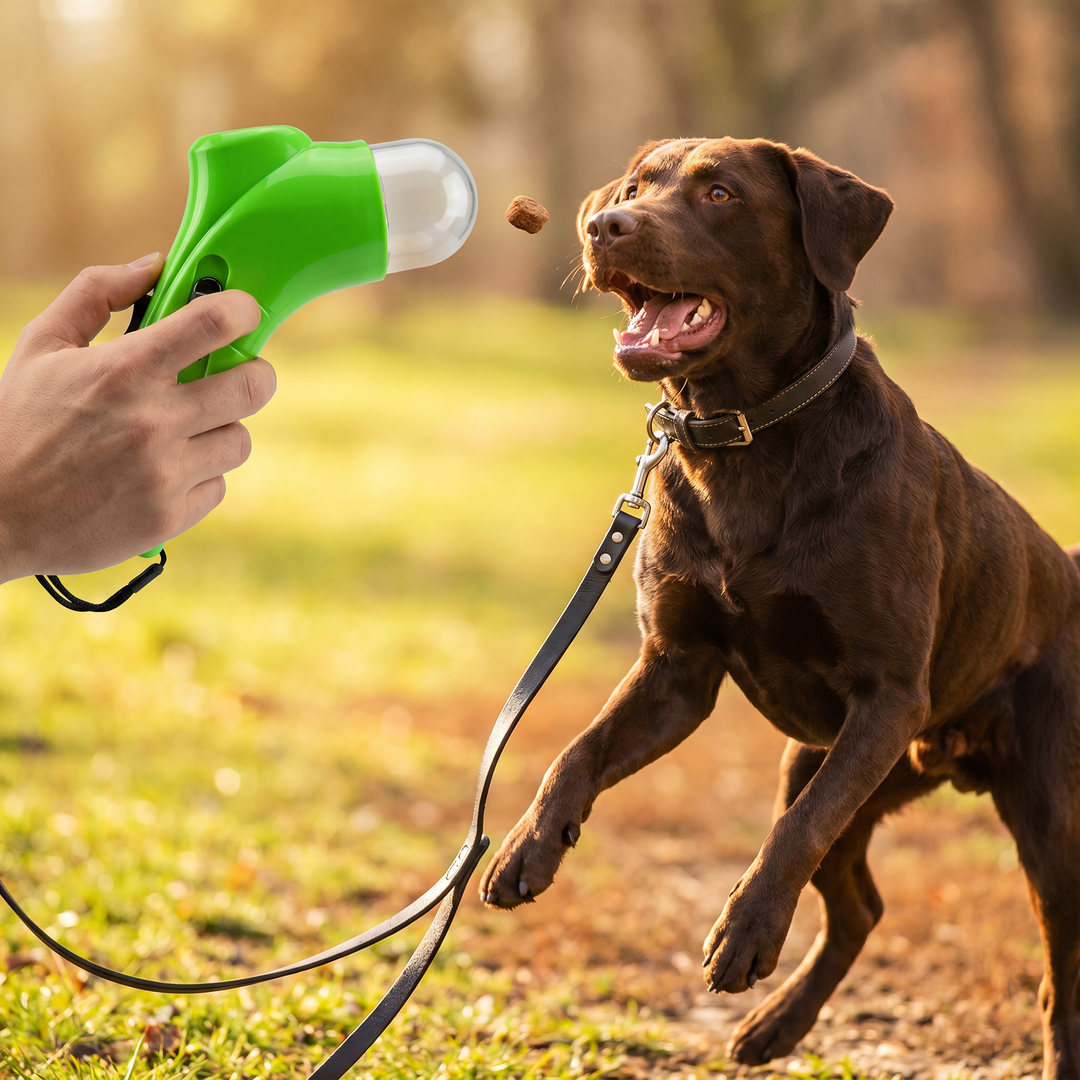Leckerli-Werfer-Pistole für Hunde – interaktives Training, Belohnungsspielzeug & Outdoor-Abenteuer.