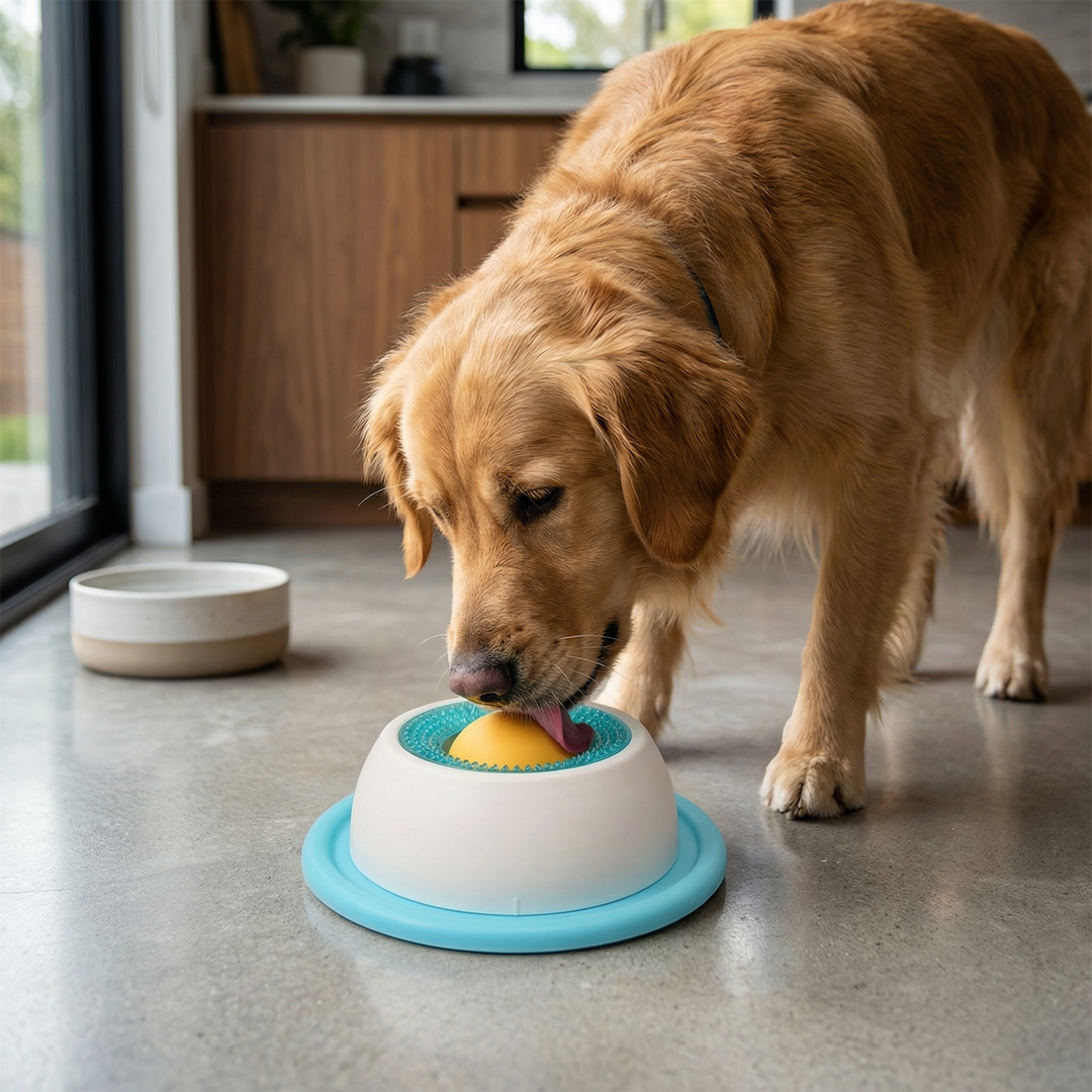 Innovativer Anti-Schling Hundeleckteller für langsames Fressen und Stressabbau. Ideal zur Beschäftigung des Hundes.