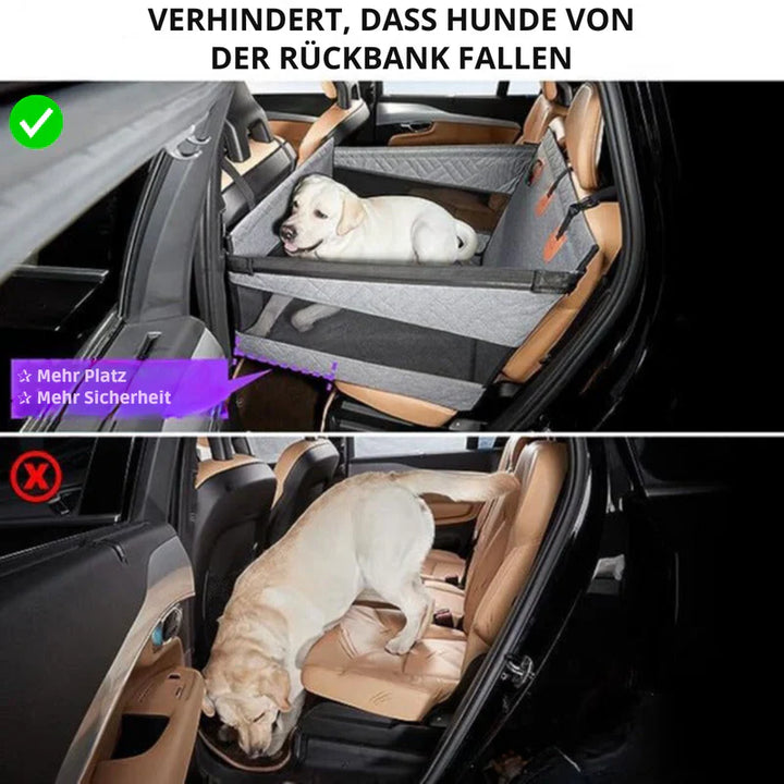 Strapazierfähige Hundematte als Rücksitzschutz für sicheren Hundetransport im Auto. Ideal für alle Reisen.