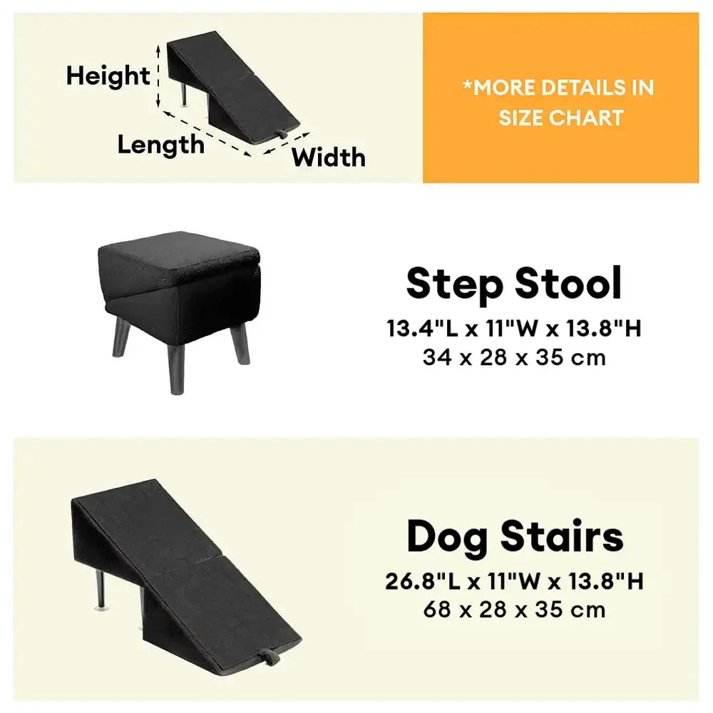 2-in-1 Hunderampe & Treppe aus Holz, sicherer Aufstieg für Hunde aller Größen, Komfort & Halt für ältere Tiere.