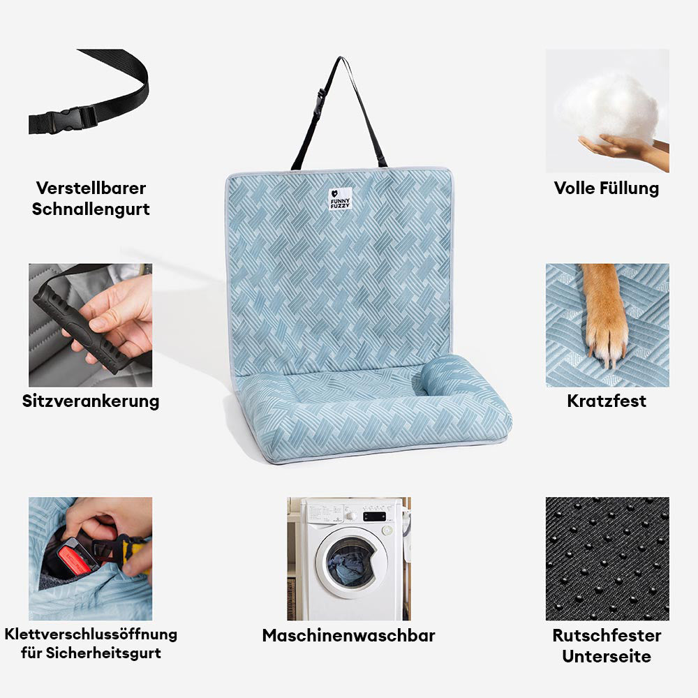 Haustier-Autositz mit integrierter Kühlmatte; Sicherheit & Komfort für Hunde auf Reisen.