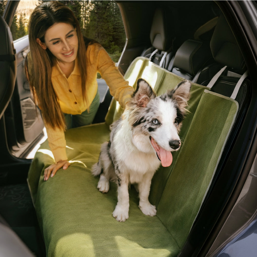 Wasserdichter Hundesitzbezug für den Rücksitz, sichert Ihren Hund und hält das Auto hygienisch sauber.
