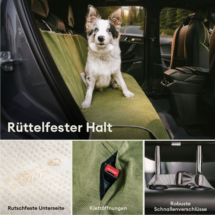 Autozubehör für Hunde: sicherer, rutschfester Hundesitzbezug, ideal für entspannte Reisen mit Ihrem Tier.