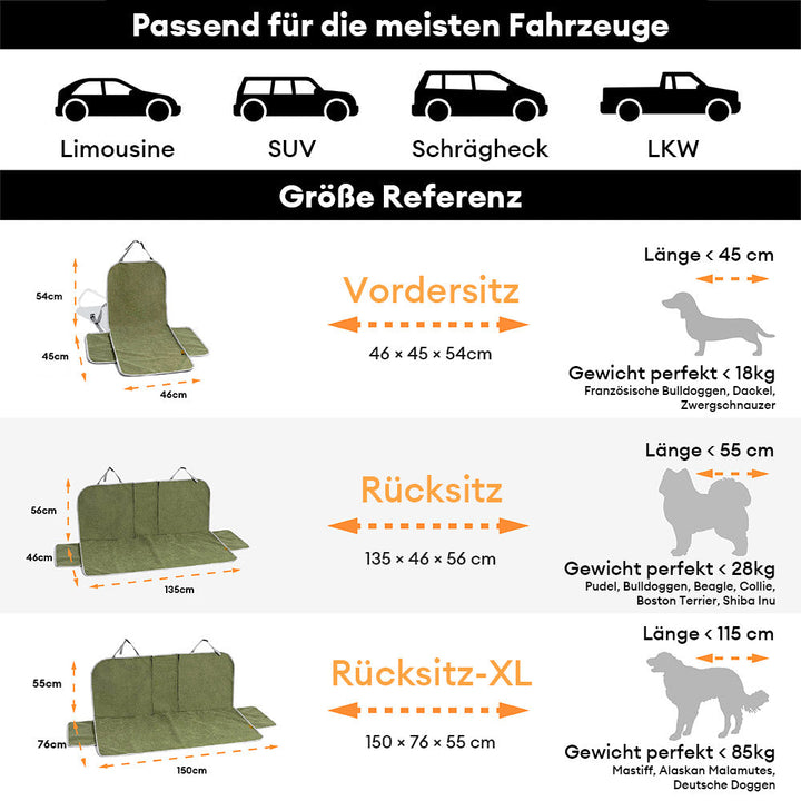 Strapazierfähiger Rücksitzschutz für Hunde, wasserdicht und leicht zu befestigen; hält Ihr Auto sauber.