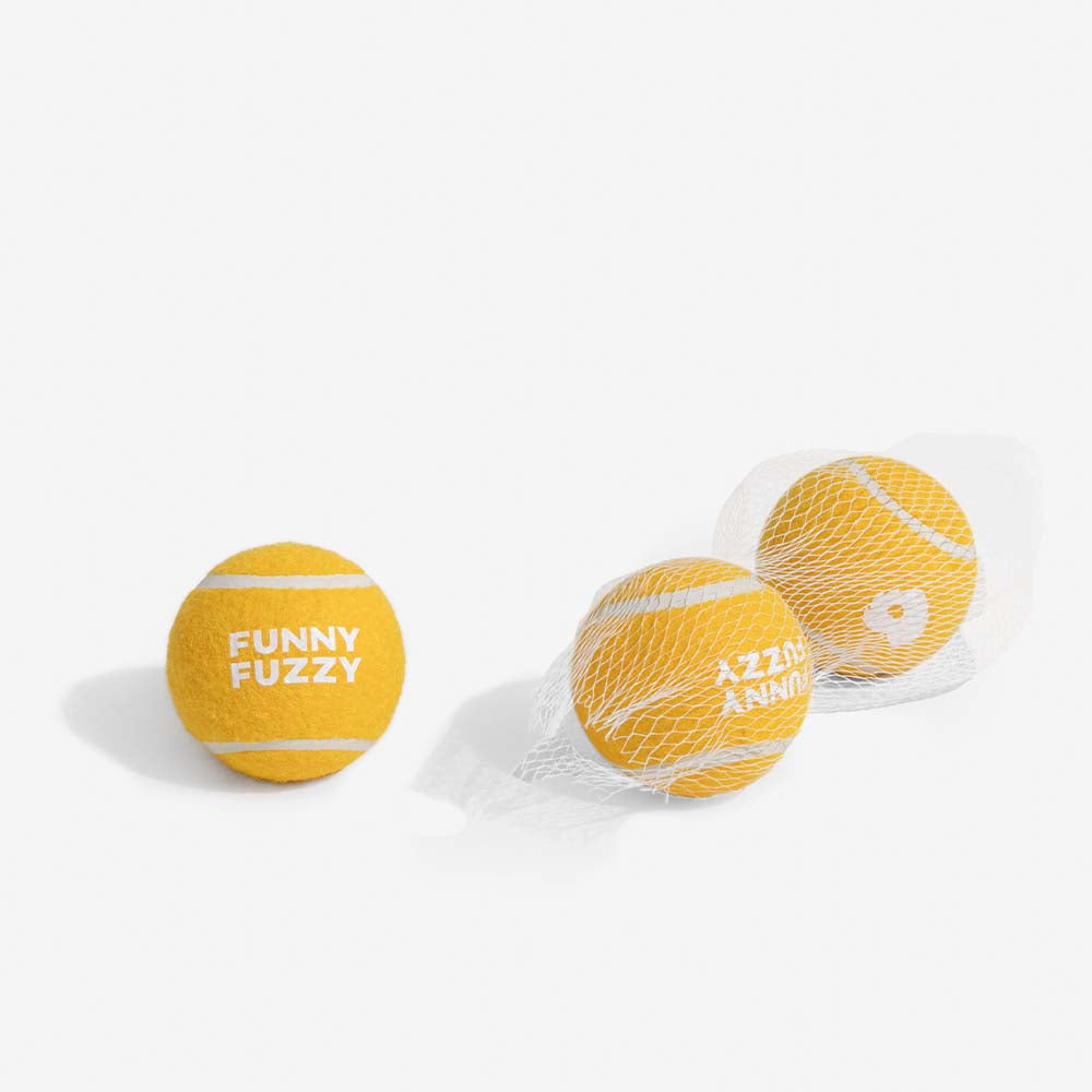 Klassischer Tennisball mit Quietscher als Hundespielzeug, für gesunden Spieltrieb & Bewegung bei Hunden.