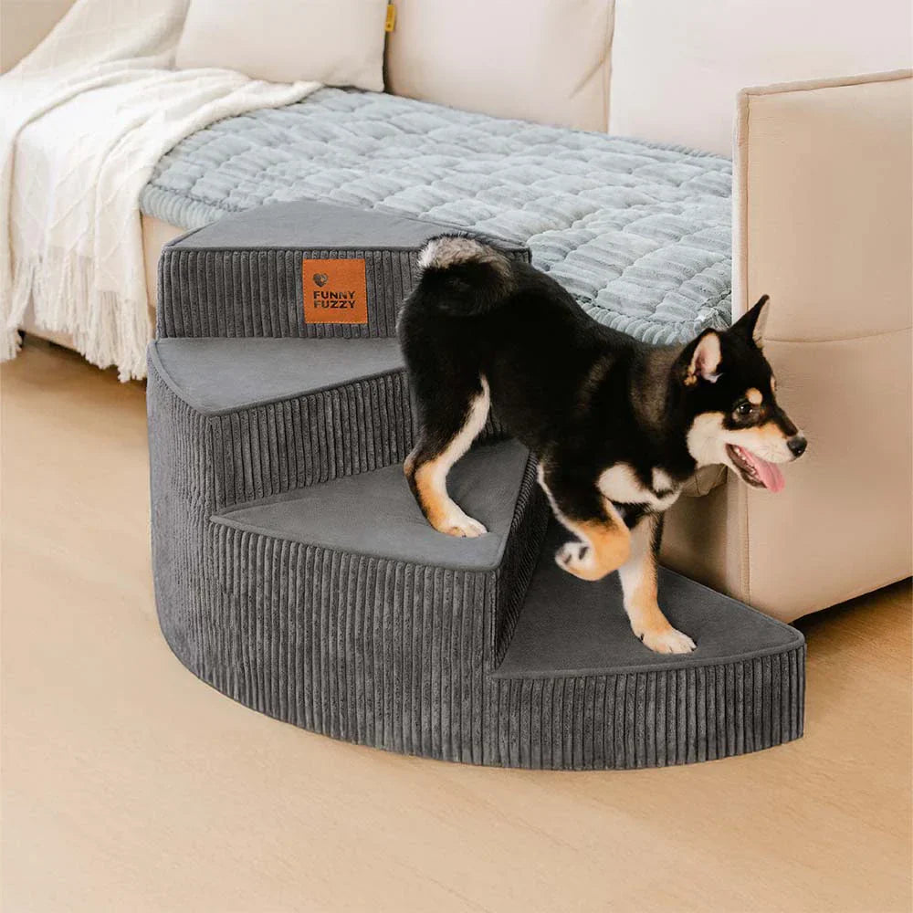 Hundetreppe aus Cord, gelenkfreundlich, mit abnehmbarem & waschbarem Bezug.