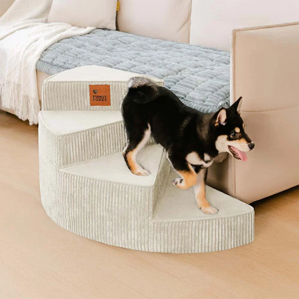 Cordstoff-Hundetreppe, stabil, Gelenkschonend, passend für alle Hunderassen.