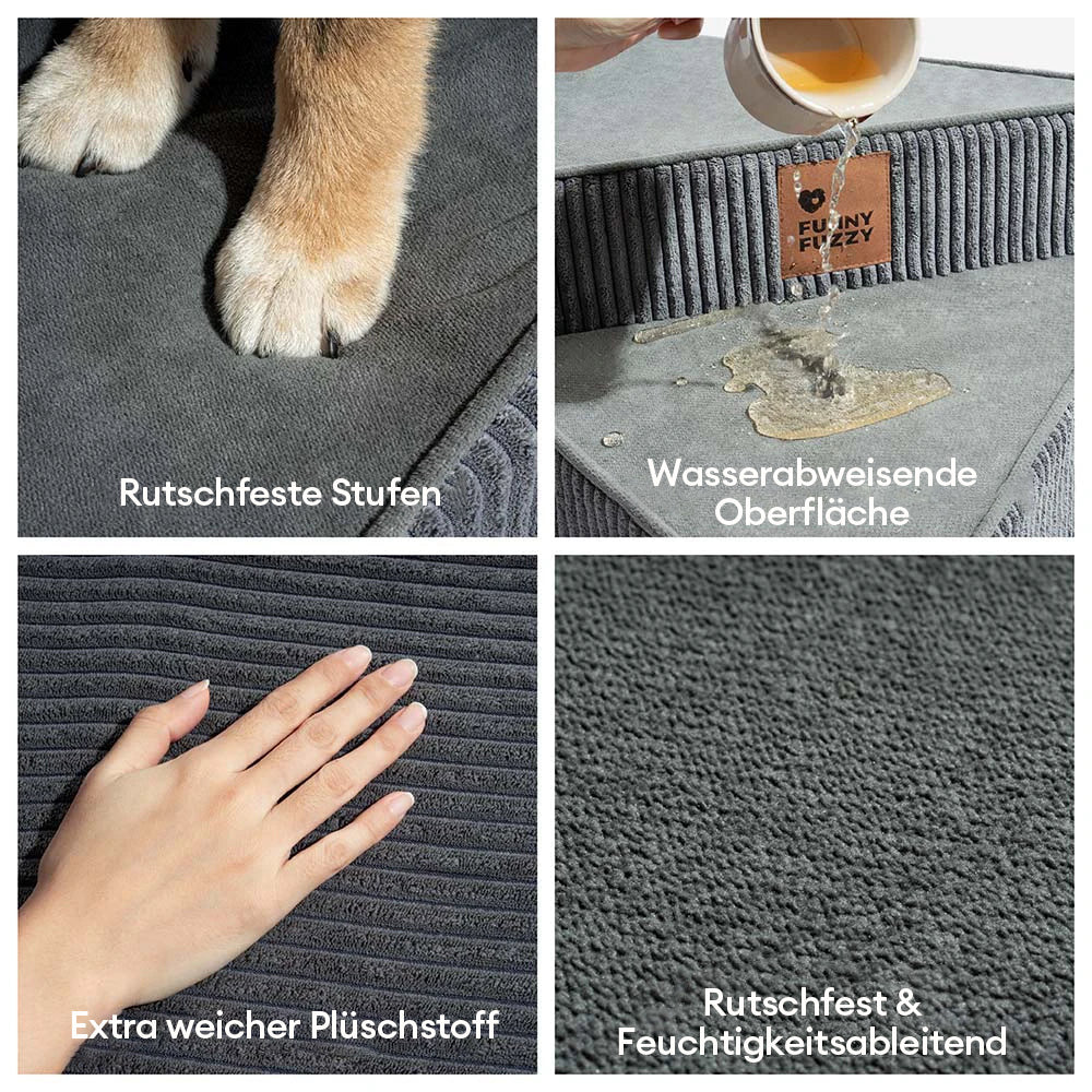 Katzentreppe aus Cord, waschbarer Bezug, ideal für den Zugang zu Bett & Sofa.