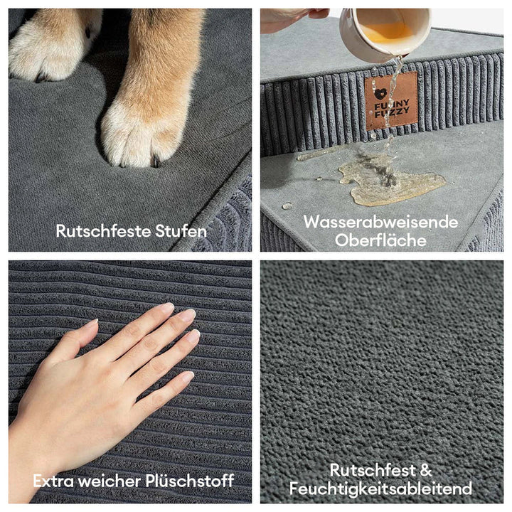 Katzentreppe aus Cord, waschbarer Bezug, ideal für den Zugang zu Bett & Sofa.