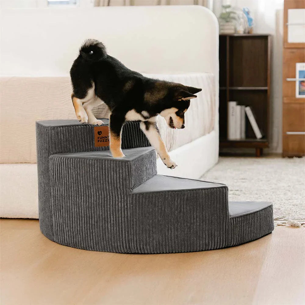 Hundetreppe aus Cord, Gelenkschutz für Welpen & kranke Tiere, fördert Komfort.