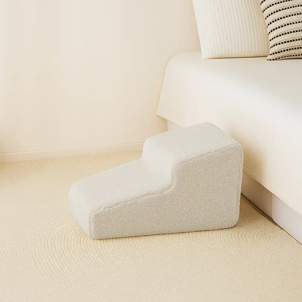 Haustiertreppe (Creme) für kleine & alte Hunde. Schützt Gelenke, sichere Kletterhilfe zum Bett.