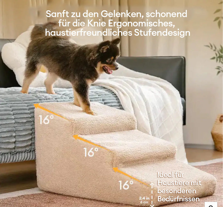 Robuste Hundetreppe (Grau) für Hundebett & Sofa. Schont Gelenke von kleinen, älteren Hunden.