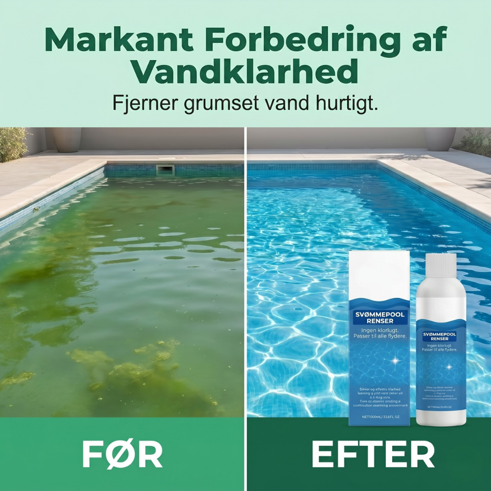 Kristallklares Poolwasser dank HydroClear Poolreiniger. Effektive Algen- und Bakterienkontrolle für Schwimmbäder.
