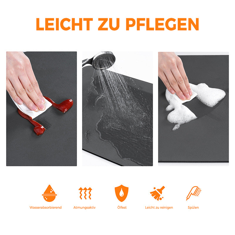 Hochwertige HydroGuard Küchenmatte, modern, wasserdicht & leicht zu reinigen. Für mehr Hygiene in der Küche.
