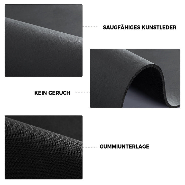 Kompakte HydroGuard Trockenmatte, platzsparend & effektiv. Lässt Geschirr schnell abtropfen & trocknen.