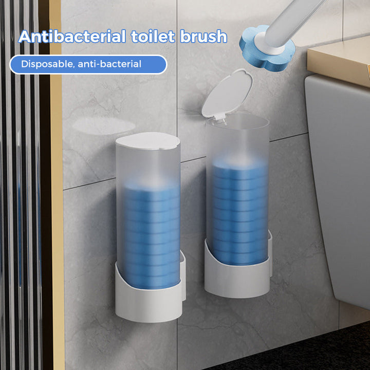 Einweg-Toilettenbürste mit WC-Reiniger für schnelle, geruchsneutrale Tiefenreinigung im Badezimmer. Hohe Hygiene.