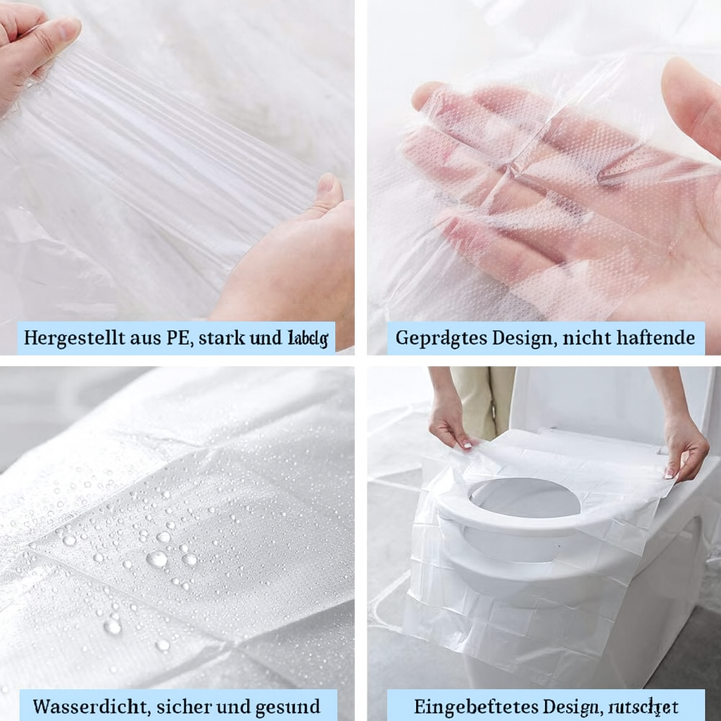 Engaufnahme einer Einweg-Toilettensitzauflage, die wirksamen Keimschutz bietet. Unverzichtbar für öffentliche Toiletten.