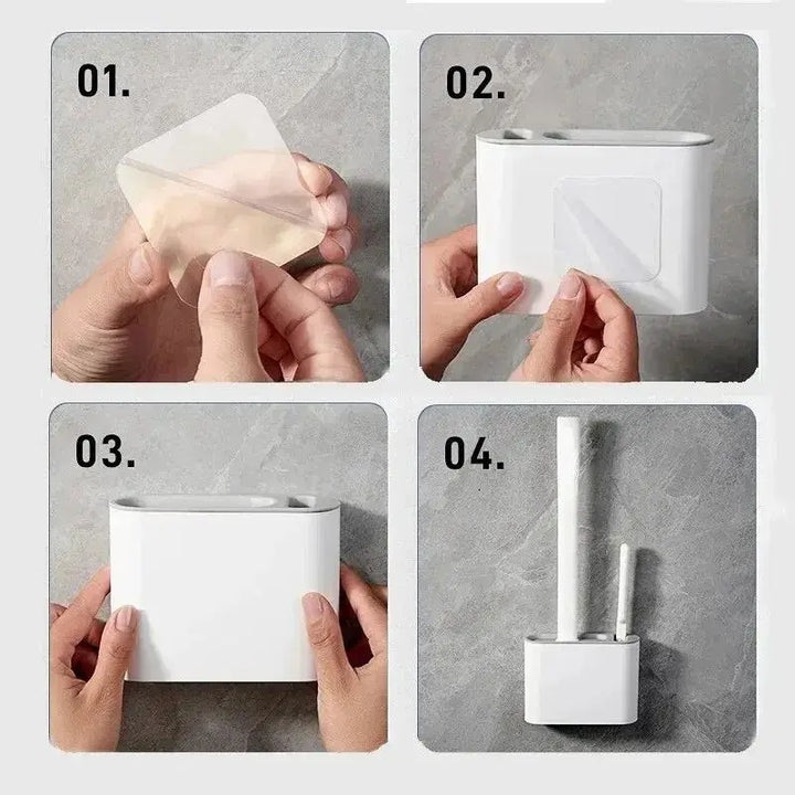 Praktisches Badaccessoire: 2-in-1 WC-Bürstenset mit hygienischem Silikonkopf und Wandmontage.