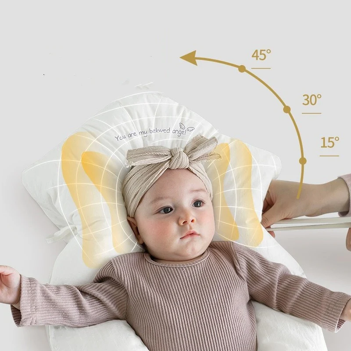 Kuscheliges Baby Kopfkissen aus Baumwolle für Neugeborene, hypoallergen, ideal für entspannten Schlaf.