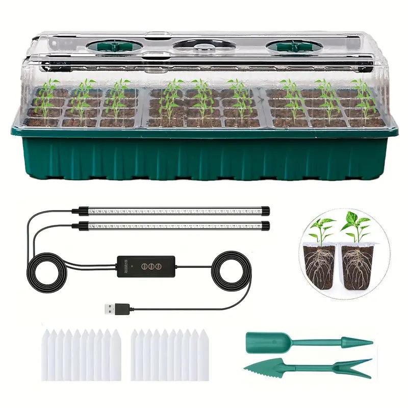 Indoor Anzuchtset mit LED-Pflanzenlicht & 36 Zellen für Kräuter und Gemüse Anzucht zuhause.