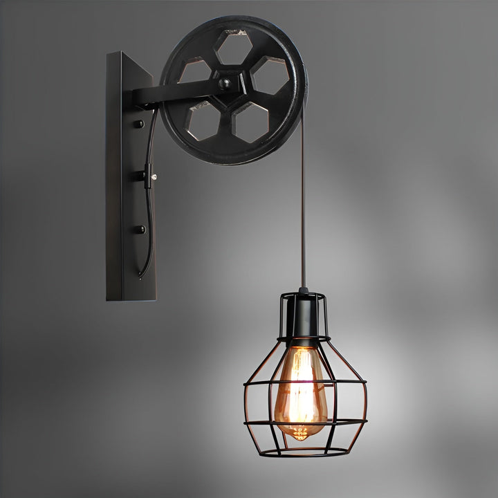 Industrielle Vintage LED-Wandleuchte aus Metall für eine stilvolle Retro-Beleuchtung im Innenraum.