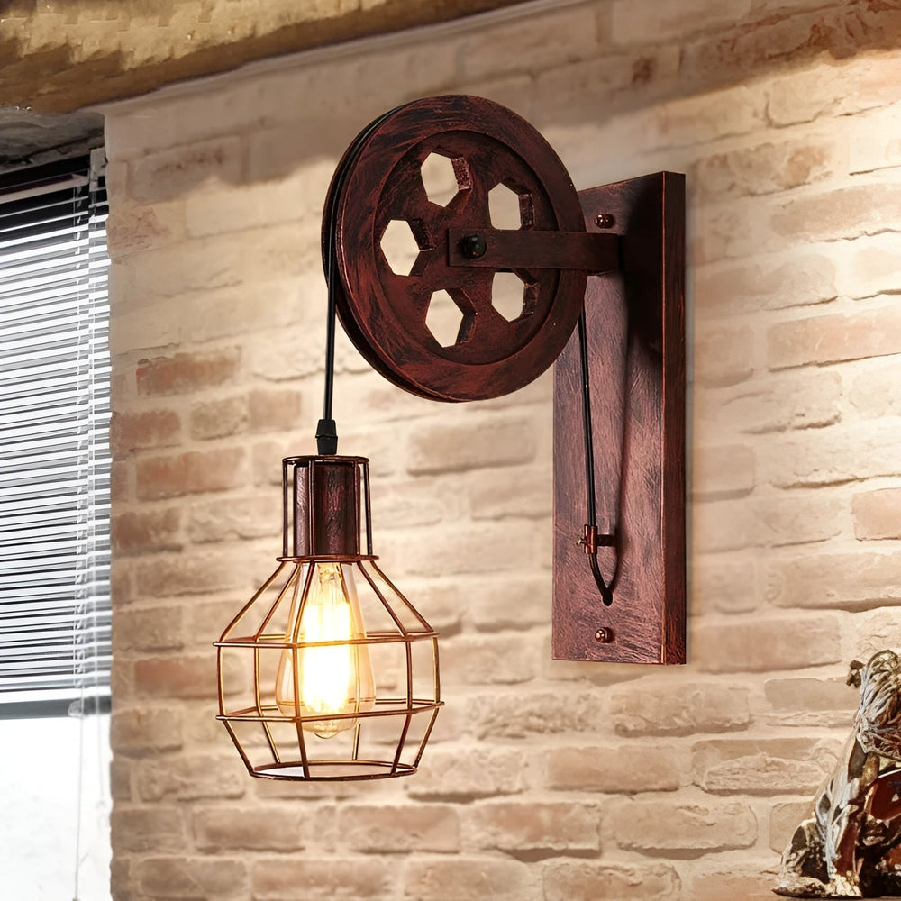 Stilvolle Vintage Industrie LED-Wandleuchte aus Metall für modernes Innenraum-Design im Wohnzimmer.