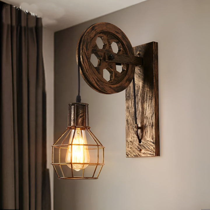 Robuste Retro LED-Wandleuchte aus schwarzem Metall, ideal für den Industrie-Look in Schlafzimmer & Flur.