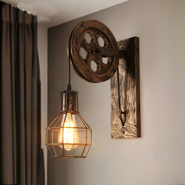 Dunkle Retro Metall-Wandleuchte mit LED, perfekt als Beleuchtung im Flur, Schlafzimmer und Wohnzimmer.