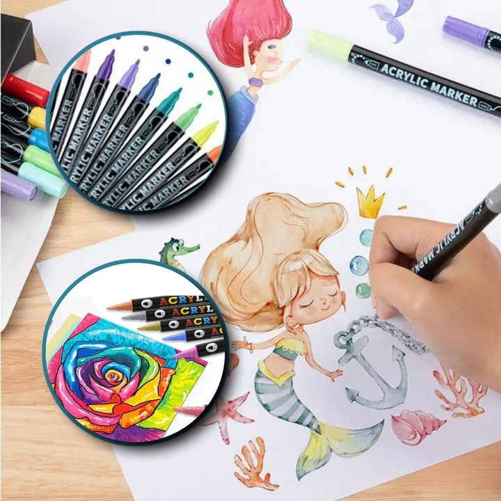 InkGlow Acrylmarker Set: Lebendige Malstifte für kreative Projekte, Bastelbedarf & Kunstbedarf. Ideal für DIY.