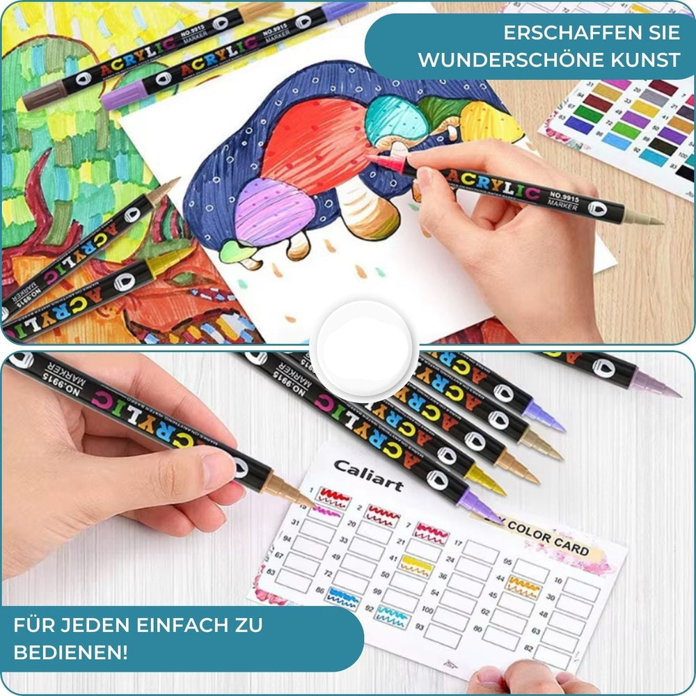 InkGlow Acrylmarker Set mit Doppelspitze für präzises Malen & Zeichnen. Kreativset für Kinder & Hobby Künstler.